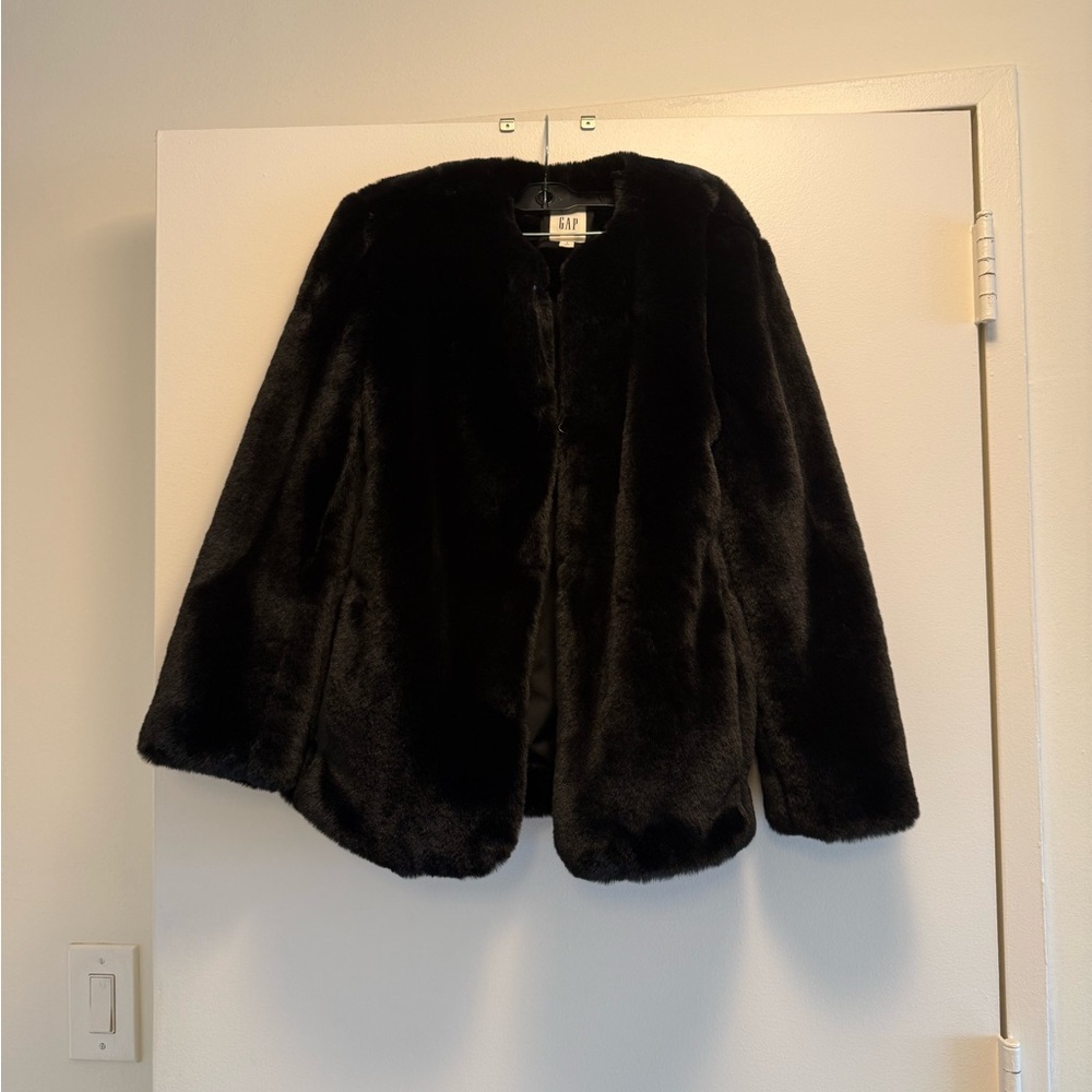 Gap Black Faux Fur Jacket
